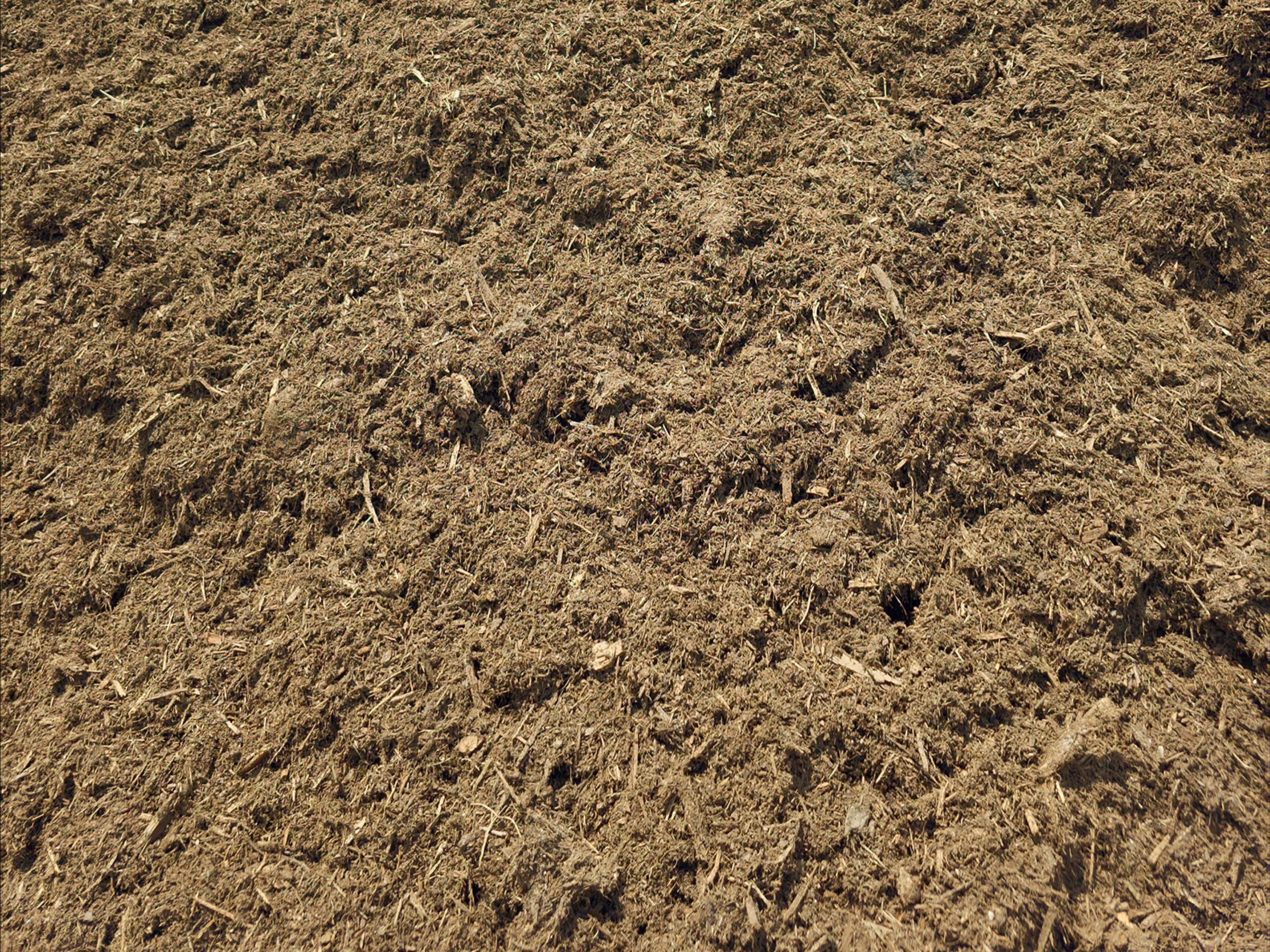Natural Hardwood Mulch Close-up of natural un-dyed hardwood mulch, showcasing its earthy brown color and fine shredded texture, ideal for organic landscaping and soil enrichment.